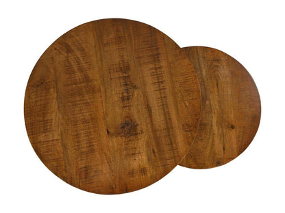 HSM Collection-Ronde Bijzettafel Ronin S/2-ø70x46 / ø55x40-Bruin/Zwart-Mango/Metaal