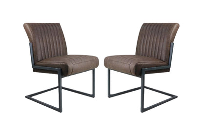 HSM Collection-Eetkamerstoel Texas S/2-55x50x85-Espresso/Zwart-Leder/Metaal