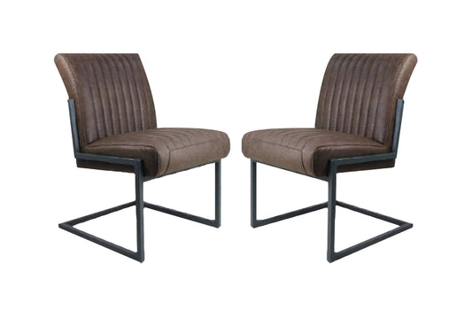 HSM Collection-Eetkamerstoel Texas S/2-55x50x85-Espresso/Zwart-Leder/Metaal