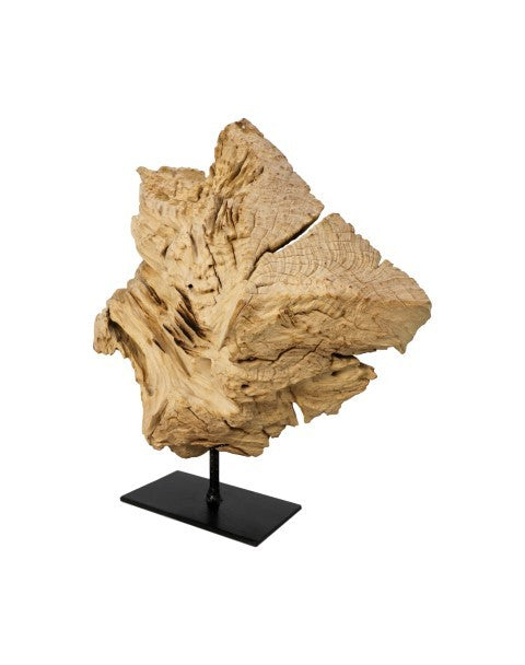 HSM Collection-Sculptuur erosihout -45x15x55-Naturel/Zwart-Teak