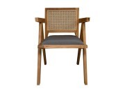 HSM Collection-Eetkamerstoel Phi-52x54x83-Naturel/Donker Grijs-Teak/Stof