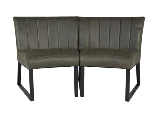 HSM Collection-Eetkamerbank Texas-68x55x88-Groen/Zwart-Leder/Metaal