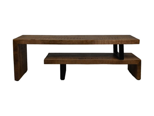 HSM Collection-Tv Meubel 2 Delig-140x40x46-Naturel-Mango/Metaal