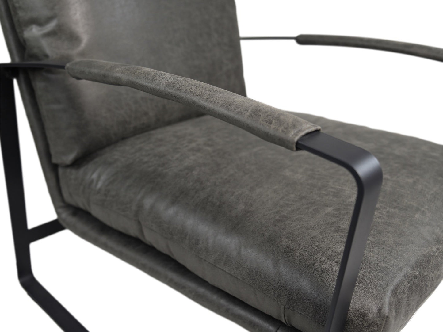 HSM Collection-Fauteuil Miami-95x65x95-Donker Grijs/Zwart-Leder/Metaal