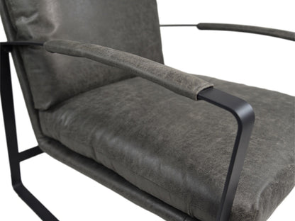 HSM Collection-Fauteuil Miami-95x65x95-Donker Grijs/Zwart-Leder/Metaal