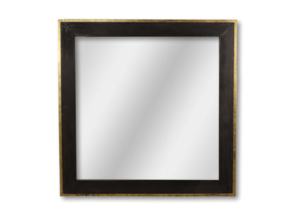 HSM Collection-Vierkante Spiegel-90x1,5x90-Zwart/Goud-Teak