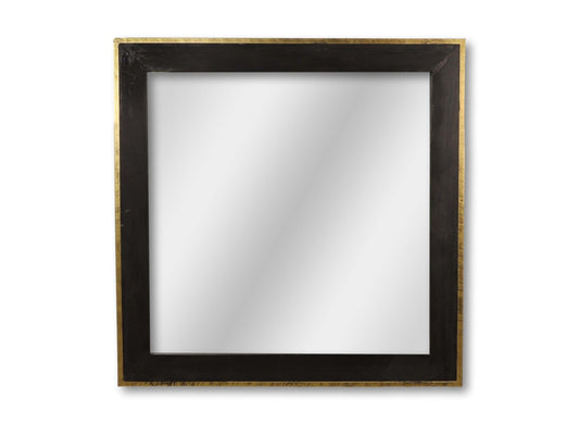 HSM Collection-Vierkante Spiegel-90x1,5x90-Zwart/Goud-Teak