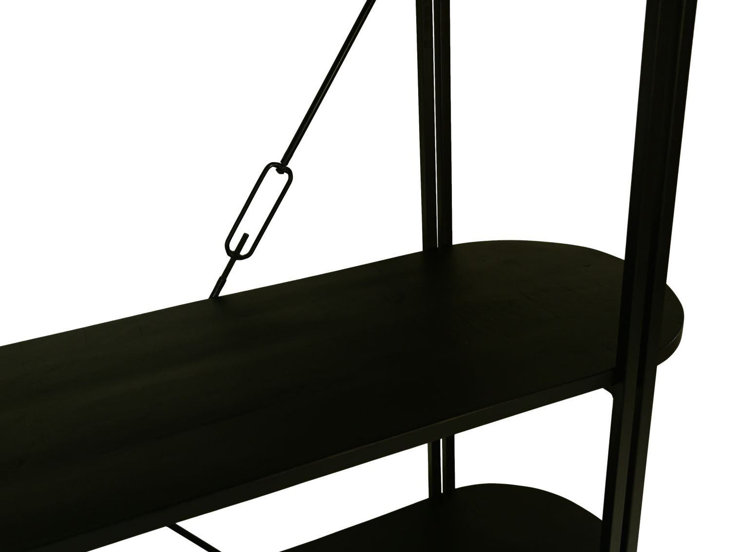 HSM Collection-Wandkast Met 4 Planken-130x39x140-Zwart-Mango/Metaal