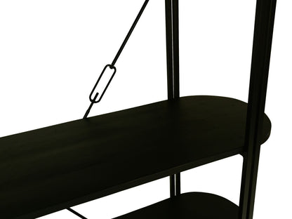 HSM Collection-Wandkast Met 4 Planken-130x39x140-Zwart-Mango/Metaal