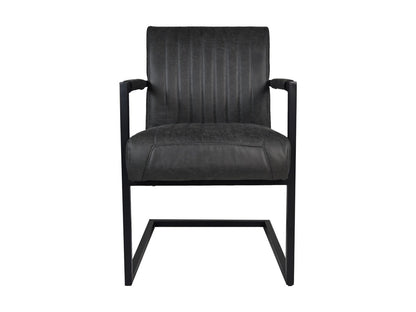 HSM Collection-Eetkamerstoel Texas Met Arm S/2-55x50x85-Grijs/Zwart-Leder/Metaal