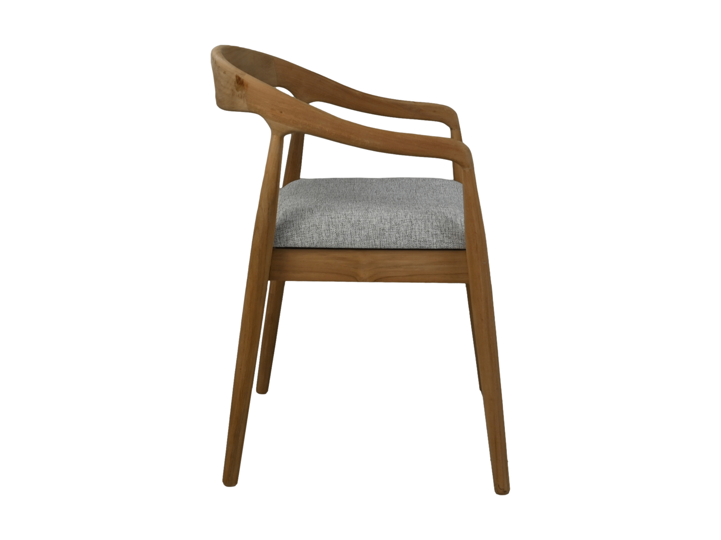 HSM Collection-Eetkamerstoel Modena + zitting-55x41x78-Naturel/Grijs-Teak/Stof