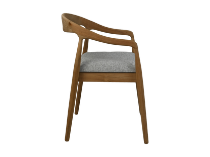 HSM Collection-Eetkamerstoel Modena + zitting-55x41x78-Naturel/Grijs-Teak/Stof