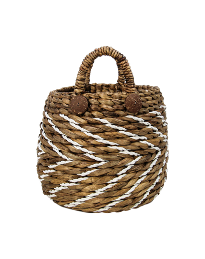 HSM Collection-Mandenset S/2-ø40x42/ø30x36-Naturel/Wit-Waterhyacint