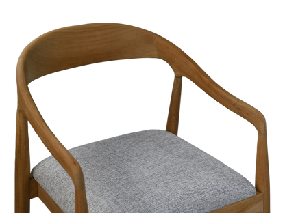 HSM Collection-Eetkamerstoel Modena + zitting-55x41x78-Naturel/Grijs-Teak/Stof