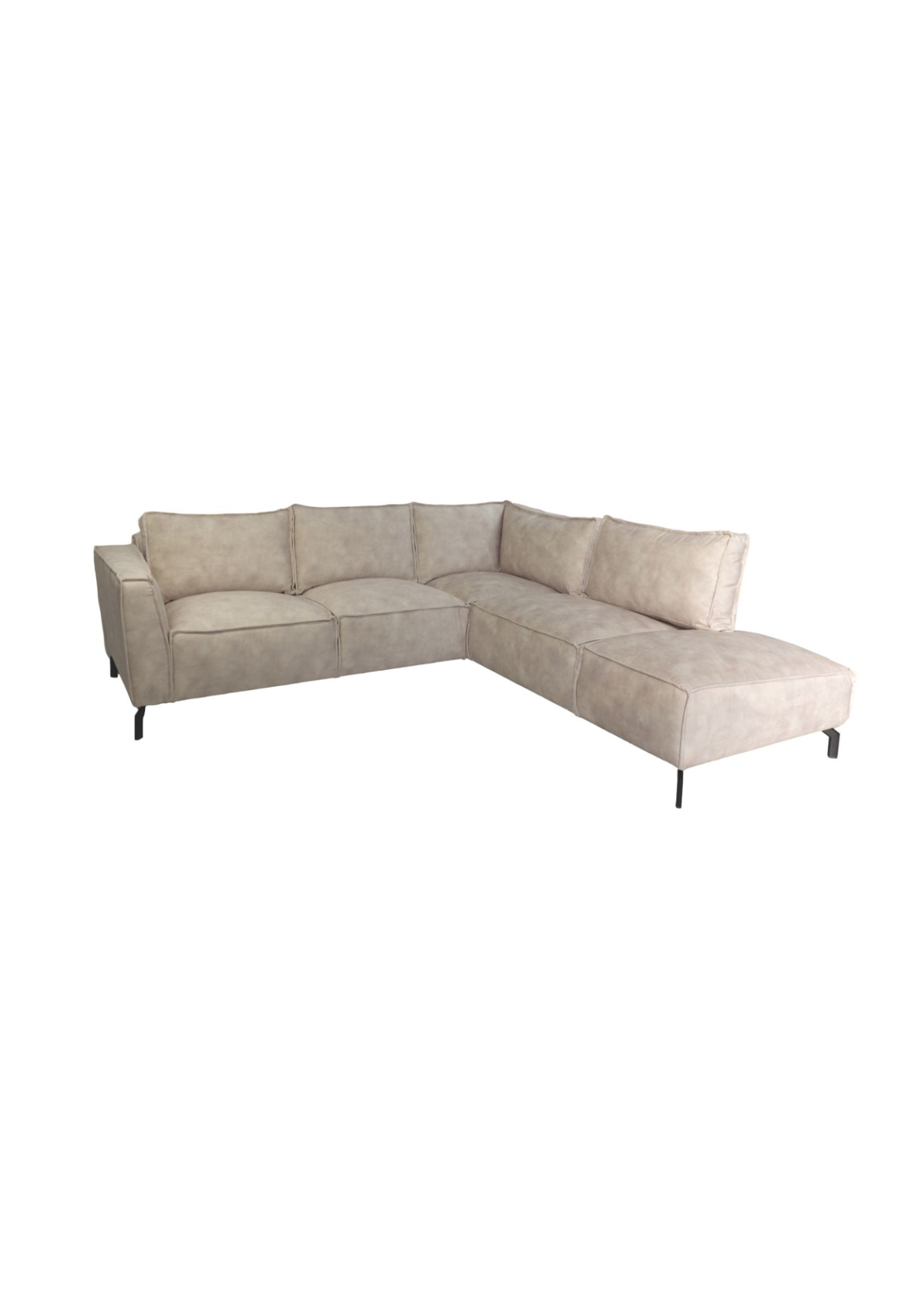HSM Collection-Hoek Loungebank Rechts Morgan 01-261x248x88-Naturel/Zwart-Stof/Metaal