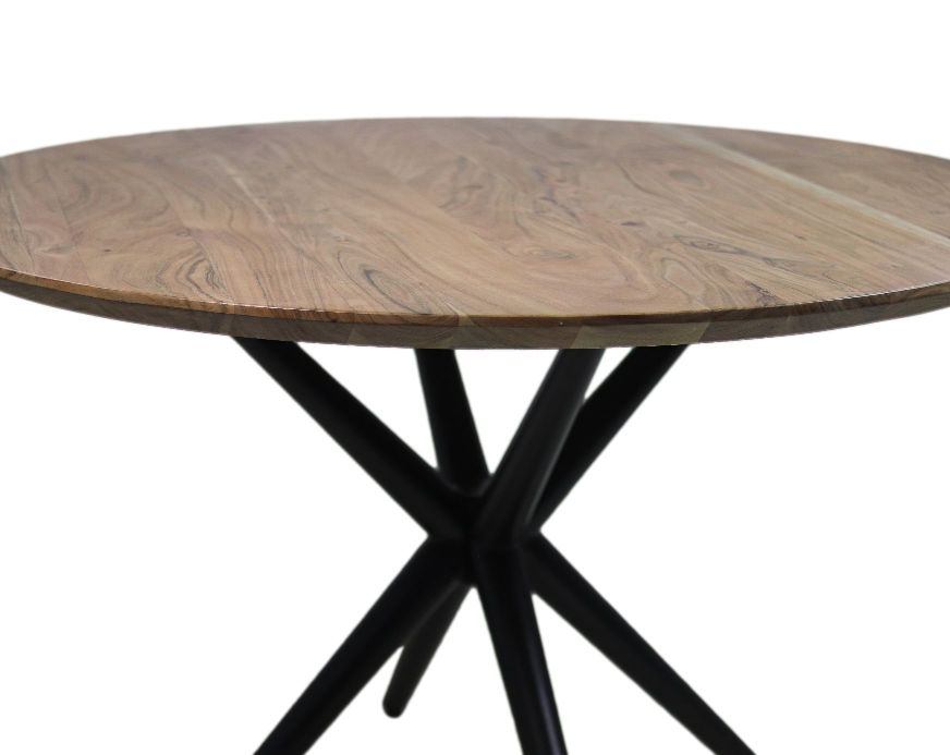 HSM Collection-Ronde Eettafel Zurich-ø100x76-Naturel/Zwart-Acacia/Metaal