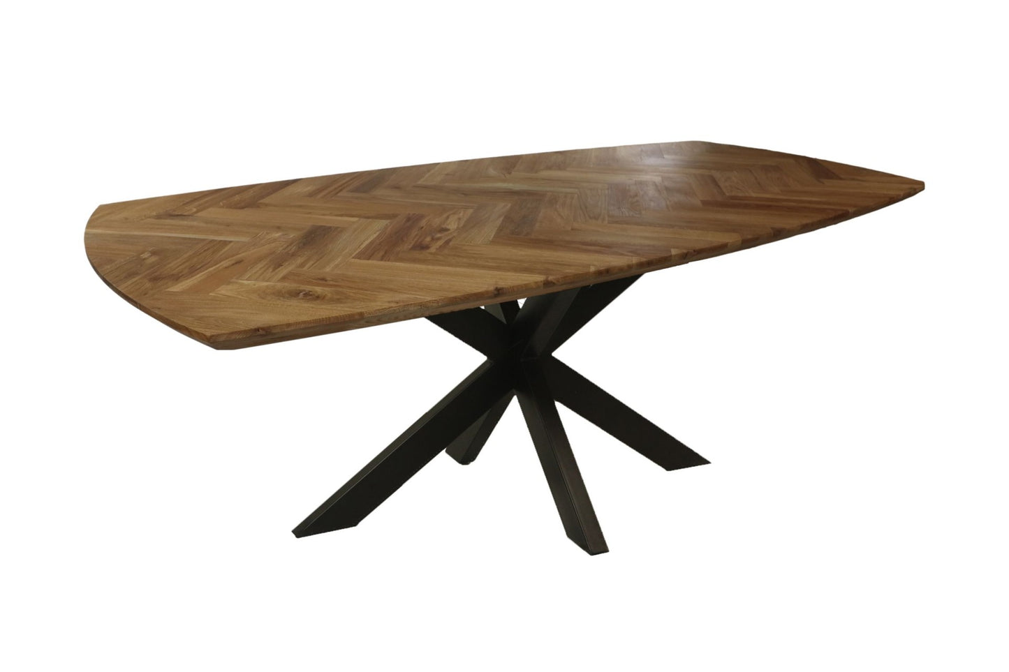 HSM Collection-Danish Eettafel Fishbone-240x110x76-Naturel/Zwart-Eiken/Metaal