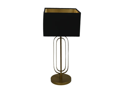 HSM Collection-Vierkante Lampenkap-30x30x20-Zwart/Goud-Stof