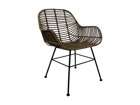 HSM Collection-Eetkamerstoel Wendi Rotan S/2-59x63x83-Naturel/grijs/zwart-Rotan/kobo/metaal