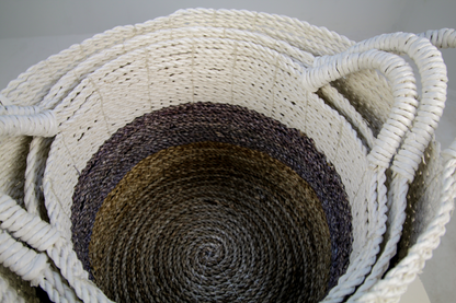 HSM Collection-Mandenset Malibu S/3-ø36x30 / ø34x27 / ø32x25-Naturel/Assorti-Raffia/Zeegras