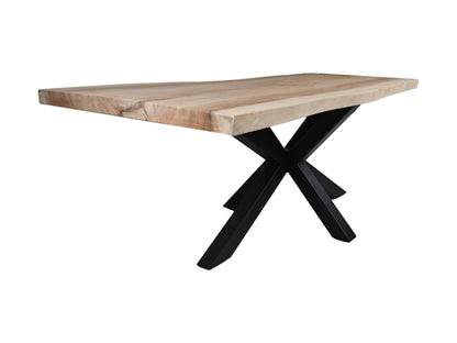 HSM Collection-Rechthoekige Eettafel-280x80-100x78-Naturel/Zwart-Munggur/Metaal