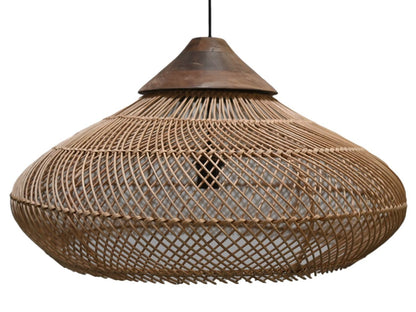 HSM Collection-Hanglamp-65x65x40-Naturel-Rotan/Teak
