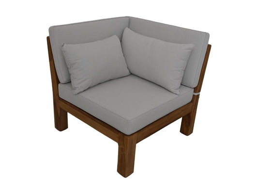 HSM Collection-Tuin Loungehoek Aruba + Kussen-84x84x64-Naturel/Wit-Teak/Stof