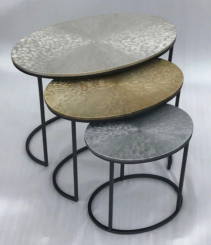 HSM Collection -Salontafel Fletcher Ovaal - ø70x40x50 - Grijs/Goud/Zwart - Alumi