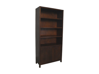 HSM Collection-Wandkast Met 4 Vakken-100x42x215-Bruin-Teak Fineer