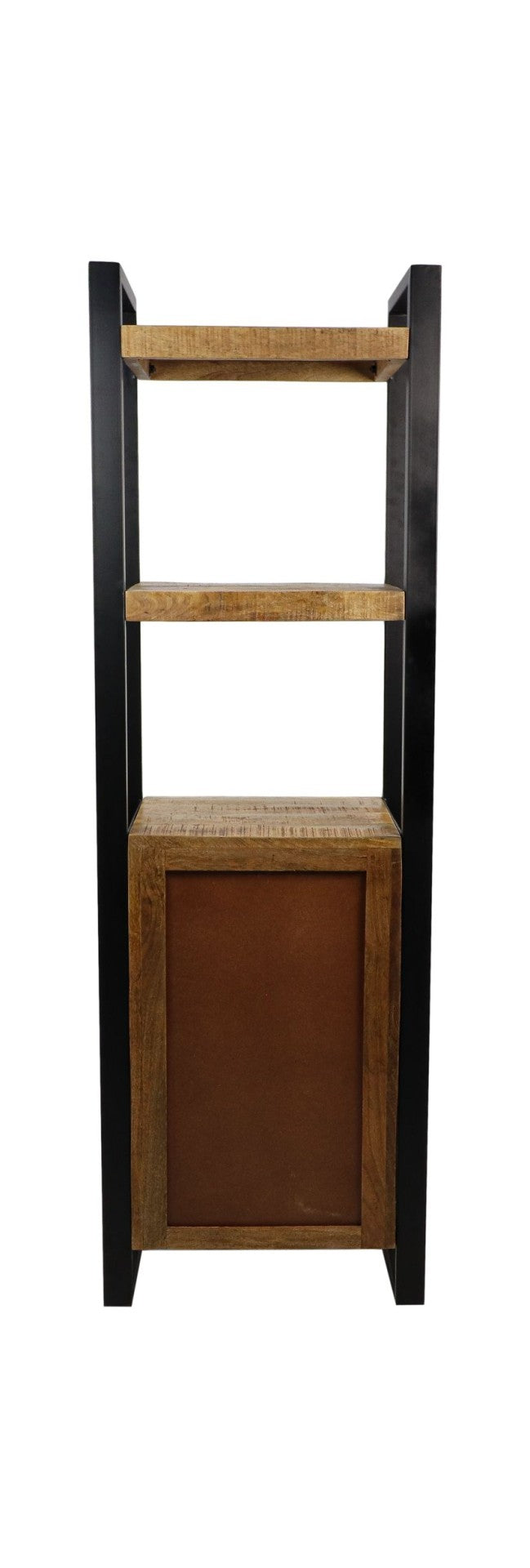 HSM Collection-Boekenkast 3 Lade-55x35x175-Naturel/Zwart-Mango/Metaal