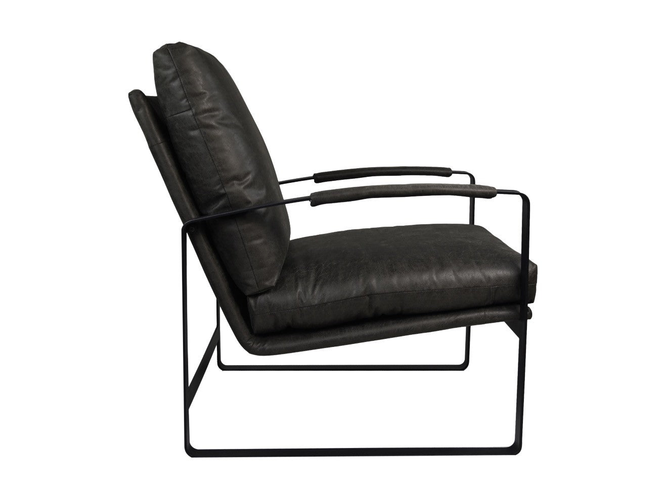 HSM Collection-Fauteuil Miami-95x65x95-Donker Grijs/Zwart-Leder/Metaal
