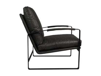 HSM Collection-Fauteuil Miami-95x65x95-Donker Grijs/Zwart-Leder/Metaal