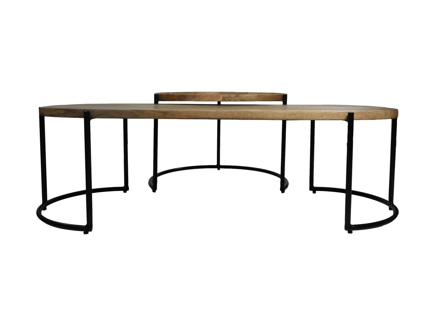 HSM Collection -Salontafelset Ovaal/Rond - Mangohout/metaal - Set van 2