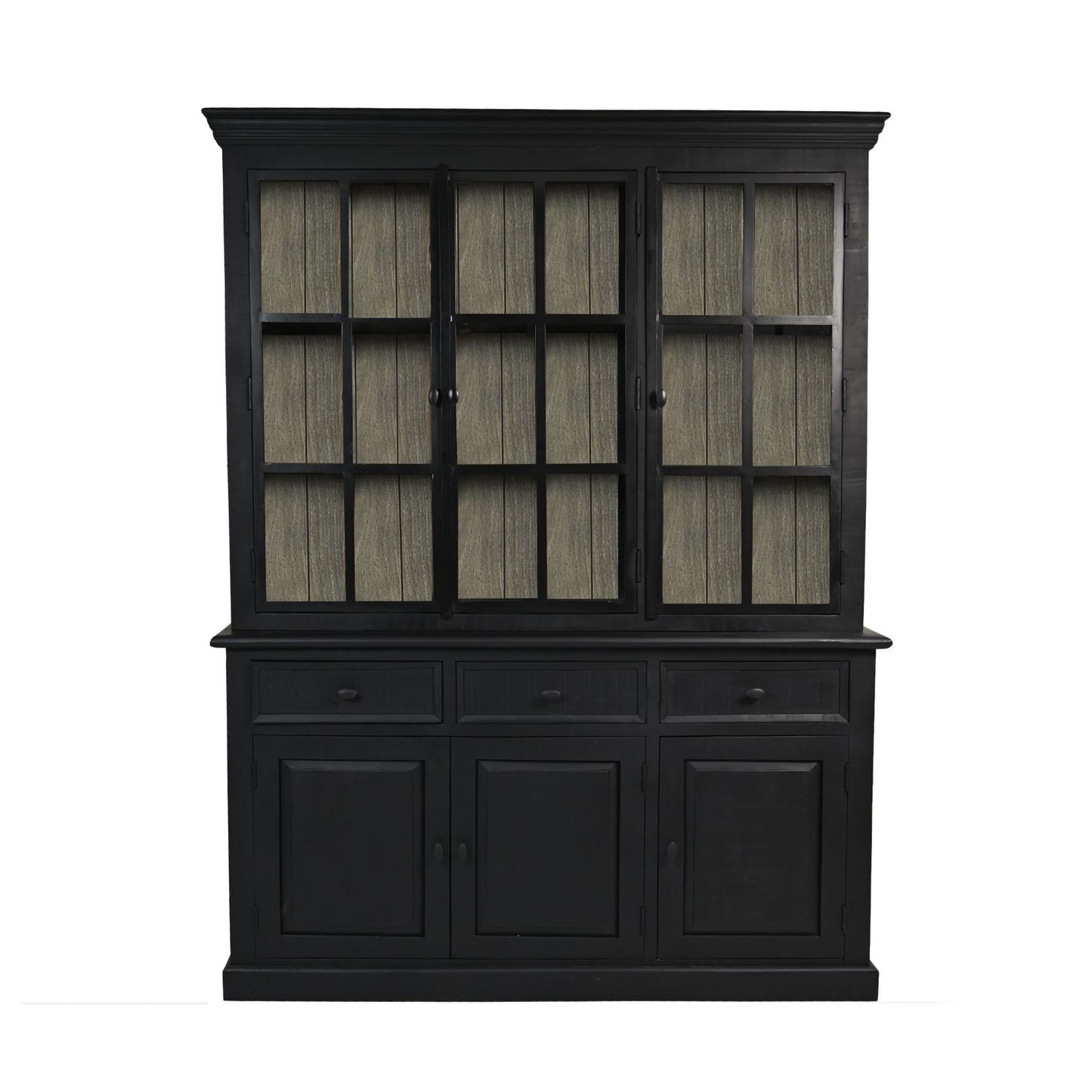 HSM Collection-Buffetkast Provence 6 Deur 3 La-160x45x215-Zwart/Grijs-Mango/Metaal