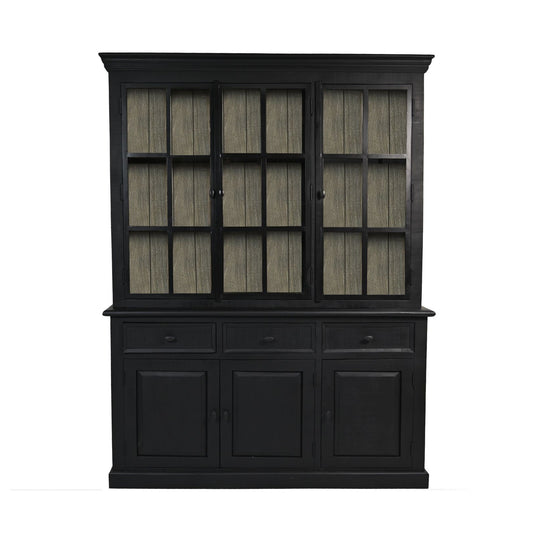 HSM Collection-Buffetkast Provence 6 Deur 3 La-160x45x215-Zwart/Grijs-Mango/Metaal
