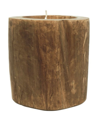HSM Collection-Kaars Boomstam Groot-ø20x20-Naturel-Teak