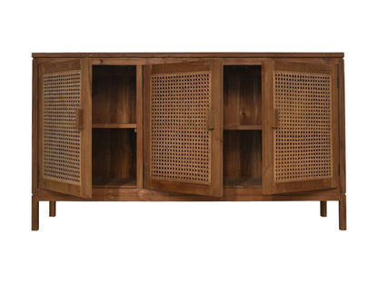 HSM Collection-Dressoir 3 Deur-150x42x85-Naturel-Teak/Rotan