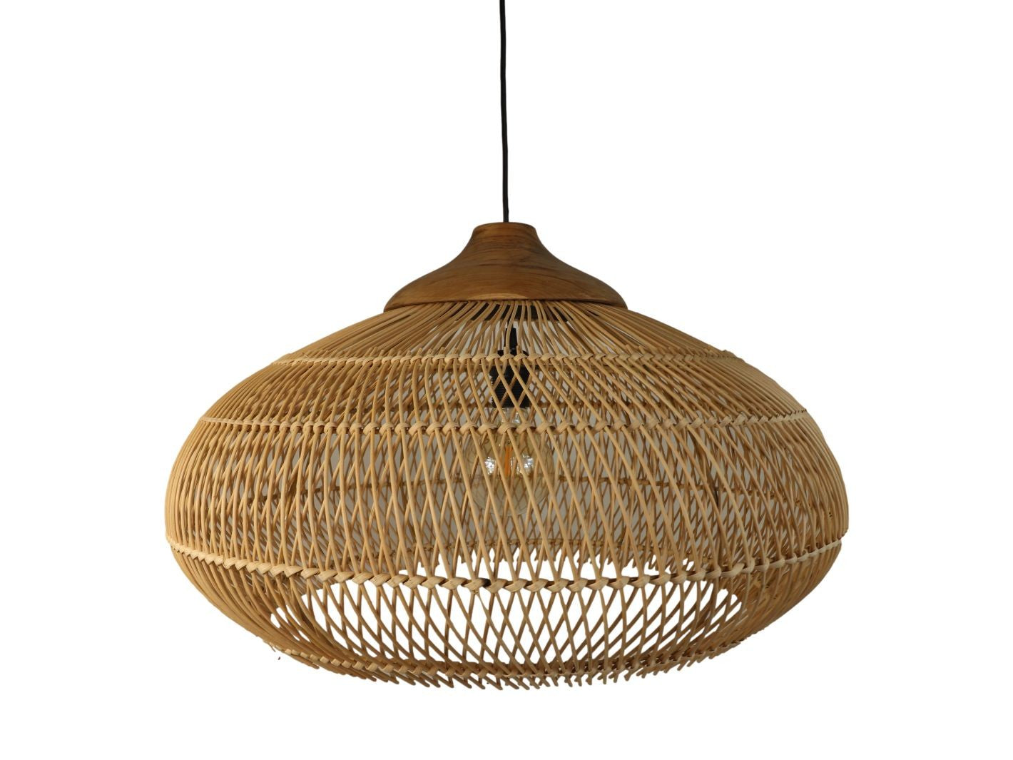 HSM Collection-Hanglamp-65x65x40-Naturel-Rotan/Teak