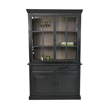 HSM Collection-Buffetkast Provence 4 Deur 2 La-130x48x215-Zwart/Grijs-Mango/Metaal