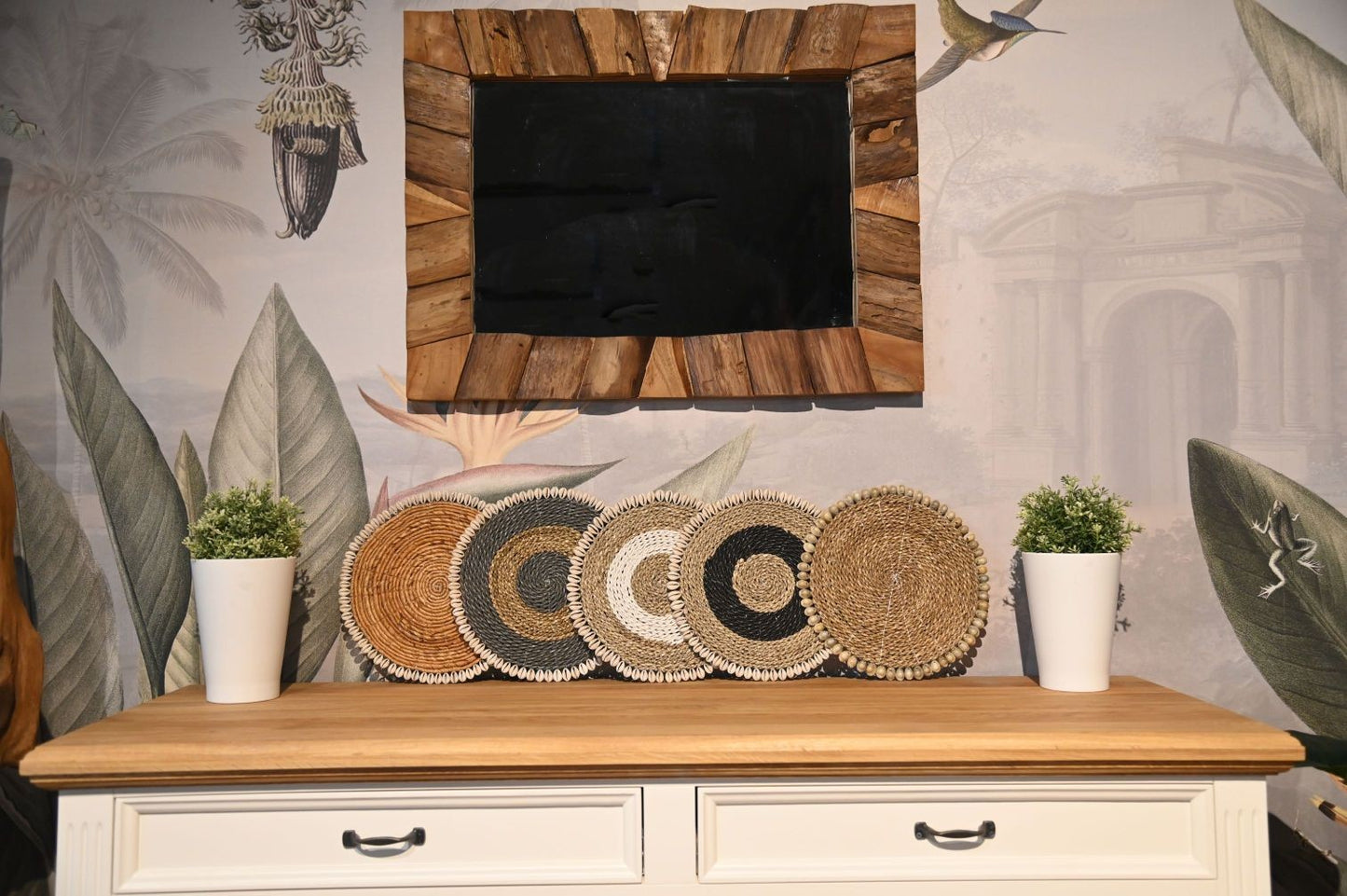 HSM Collection-Ronde Placemat S/6-30x30-Naturel-Bananenblad