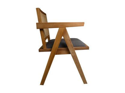 HSM Collection-Eetkamerstoel Phi-52x54x83-Naturel/Donker Grijs-Teak/Stof
