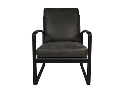 HSM Collection-Fauteuil Miami-95x65x95-Donker Grijs/Zwart-Leder/Metaal