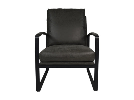 HSM Collection-Fauteuil Miami-95x65x95-Donker Grijs/Zwart-Leder/Metaal