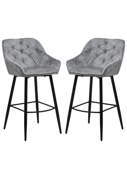 HSM Collection-Barkruk Liverpool S/3-56x61x107-Licht Grijs/Zwart-Stof/Metaal