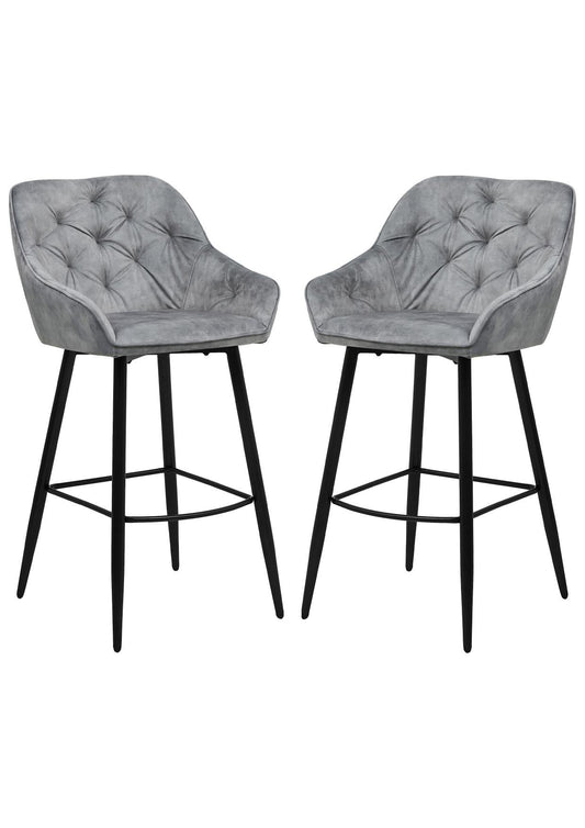 HSM Collection-Barkruk Liverpool S/3-56x61x107-Licht Grijs/Zwart-Stof/Metaal