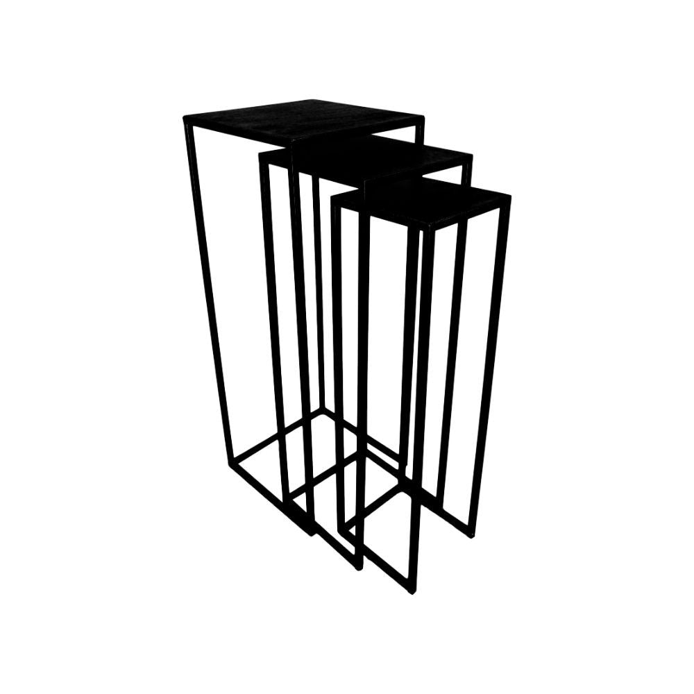 HSM Collection-Plantenstandaard S/3-30x30x80/25x25x75/20x20x70-Zwart-Metaal