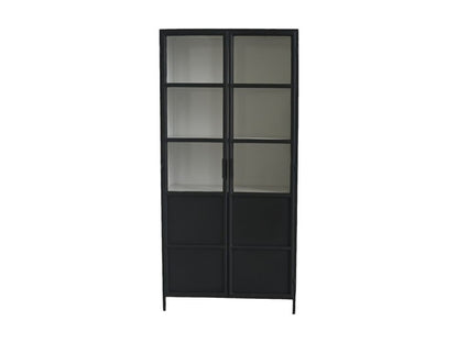 HSM Collection-Vitrinekast Bronx Hoog 2 Deur-90x40x190-Zwart/Grijs-Metaal