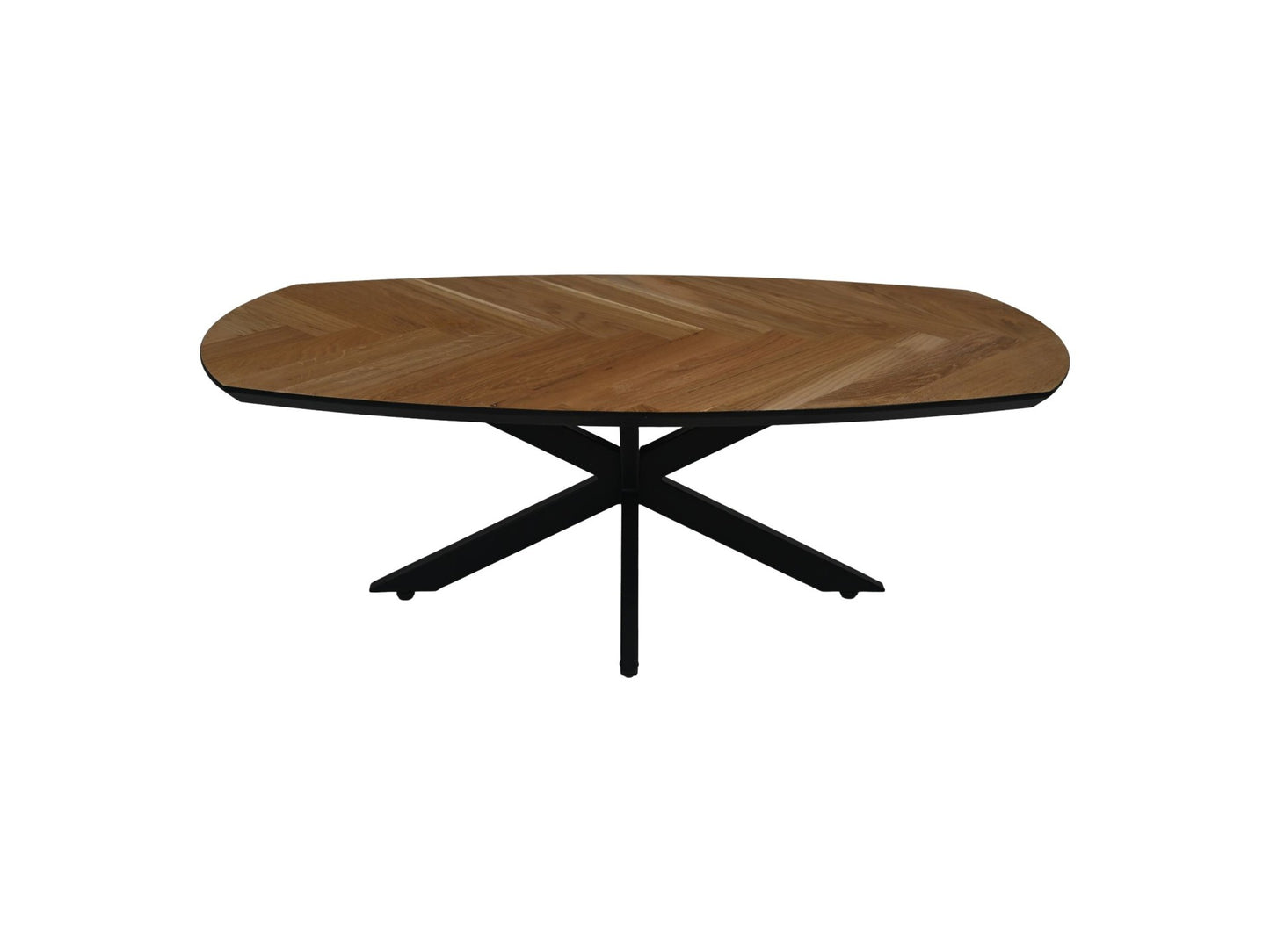 HSM Collection-Danish Salontafel Fishbone-130x80x43-Naturel/Zwart-Eiken/Metaal