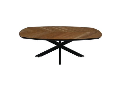 HSM Collection-Danish Salontafel Fishbone-130x80x43-Naturel/Zwart-Eiken/Metaal