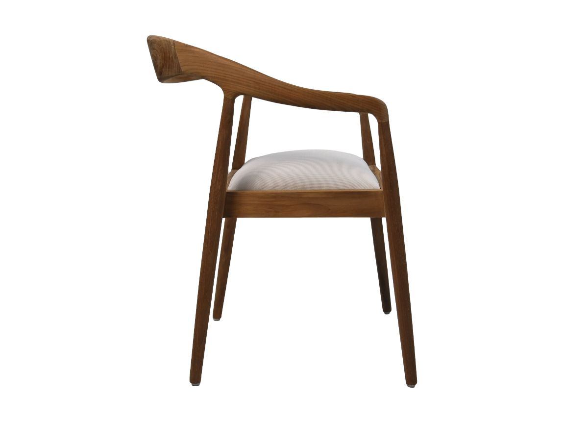 HSM Collection-Eetkamerstoel Wifera + zitting-55x41x78-Naturel/Wit-Teak/Stof